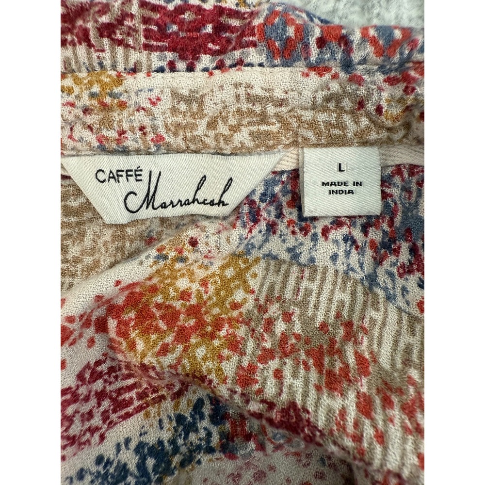 Caffe Marrakech Womens Tunic Top Long Sleeve Button Front Multicolor L - Picture 3 of 4